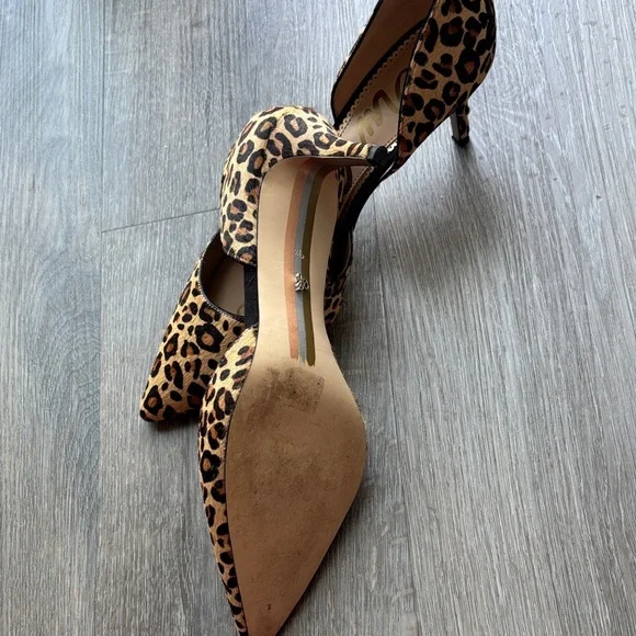 Sam Edelman Leopard Print Pointed Toe D'Orsay Heels Size 9.5 - Picture 3 of 6